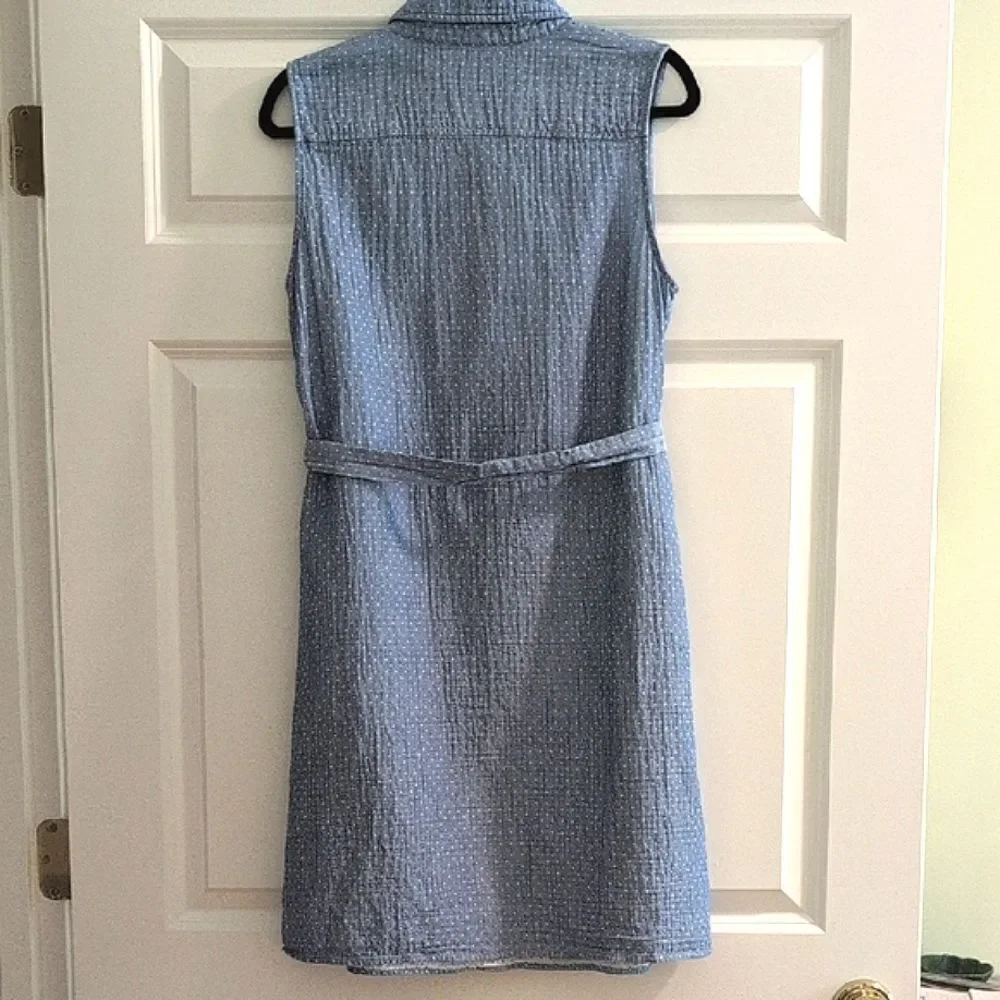 Tommy Hilfiger Polka Dot Print Sleeveless Cotton Shirt Dress Size 10